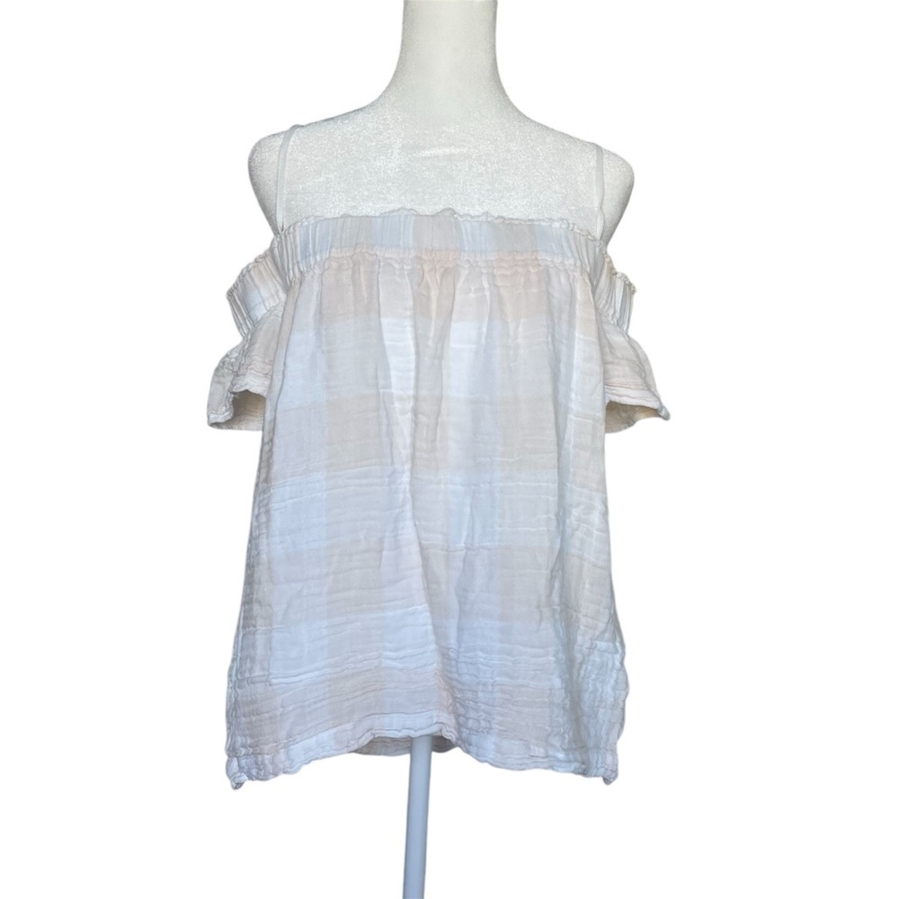 Cloth & Stone Ivory Cream Baby Doll Off Shoulder Blouse - Size Large